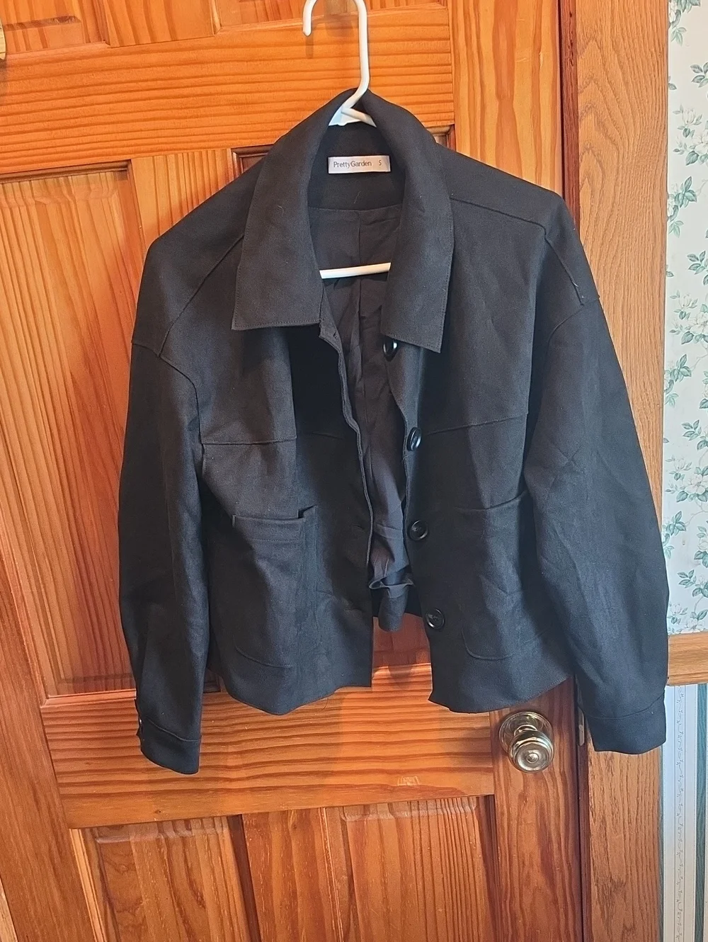Pretty Garden Black Women's Button-Front Jacket